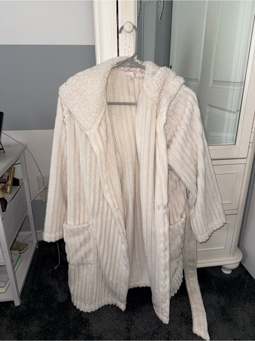 Cozy Cream Plush Hooded Robe